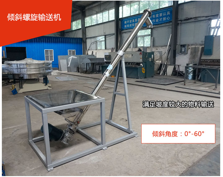 傾斜螺旋輸送機可用于60°范圍內(nèi)輸送散狀物料、不回流